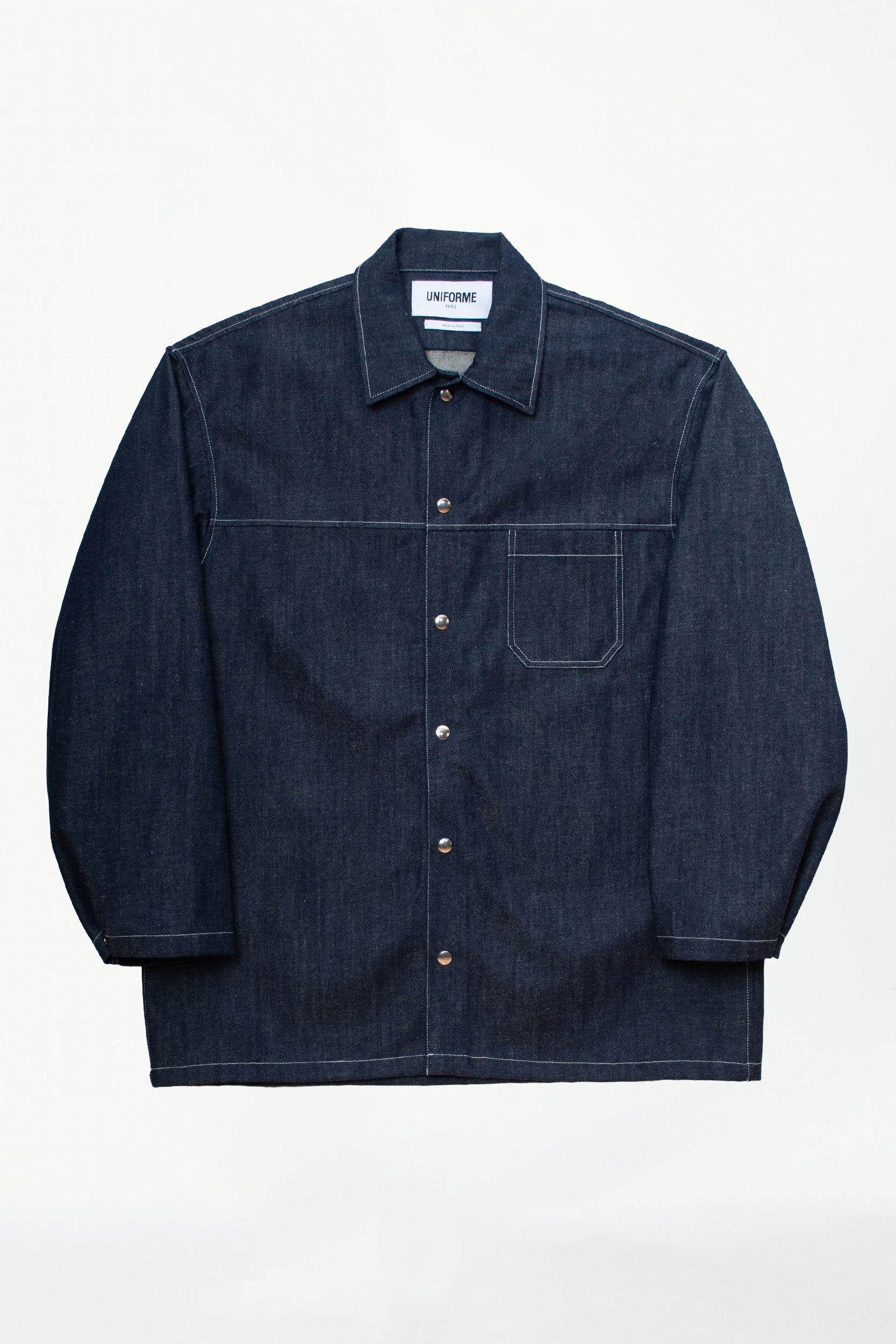 SNAP-FASTENING DENIM OVERSHIRT