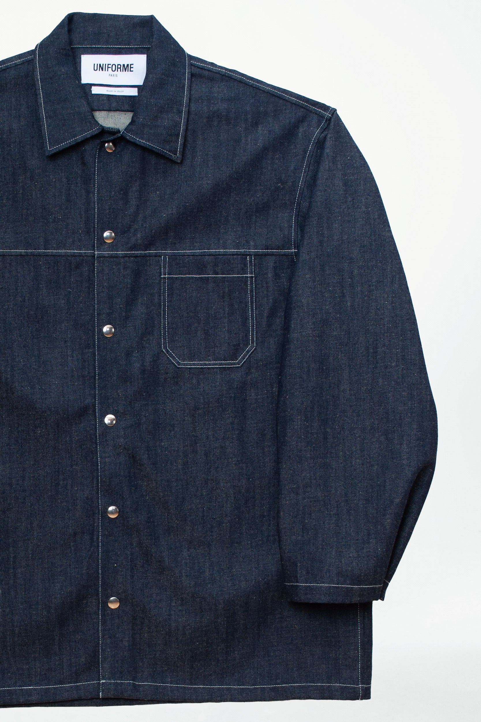 SNAP-FASTENING DENIM OVERSHIRT