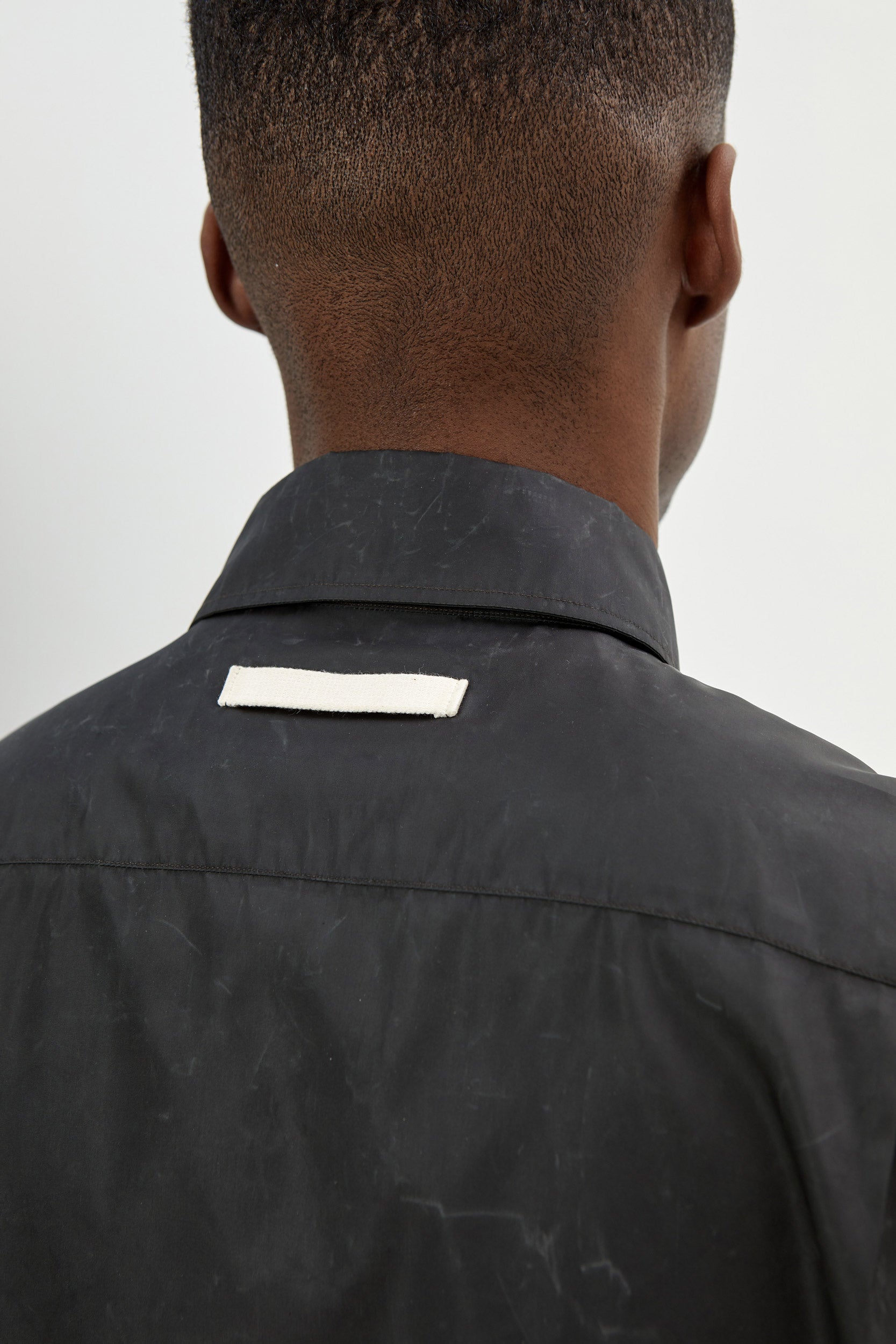 WAXED BOXY OVERSHIRT IN ECONYL