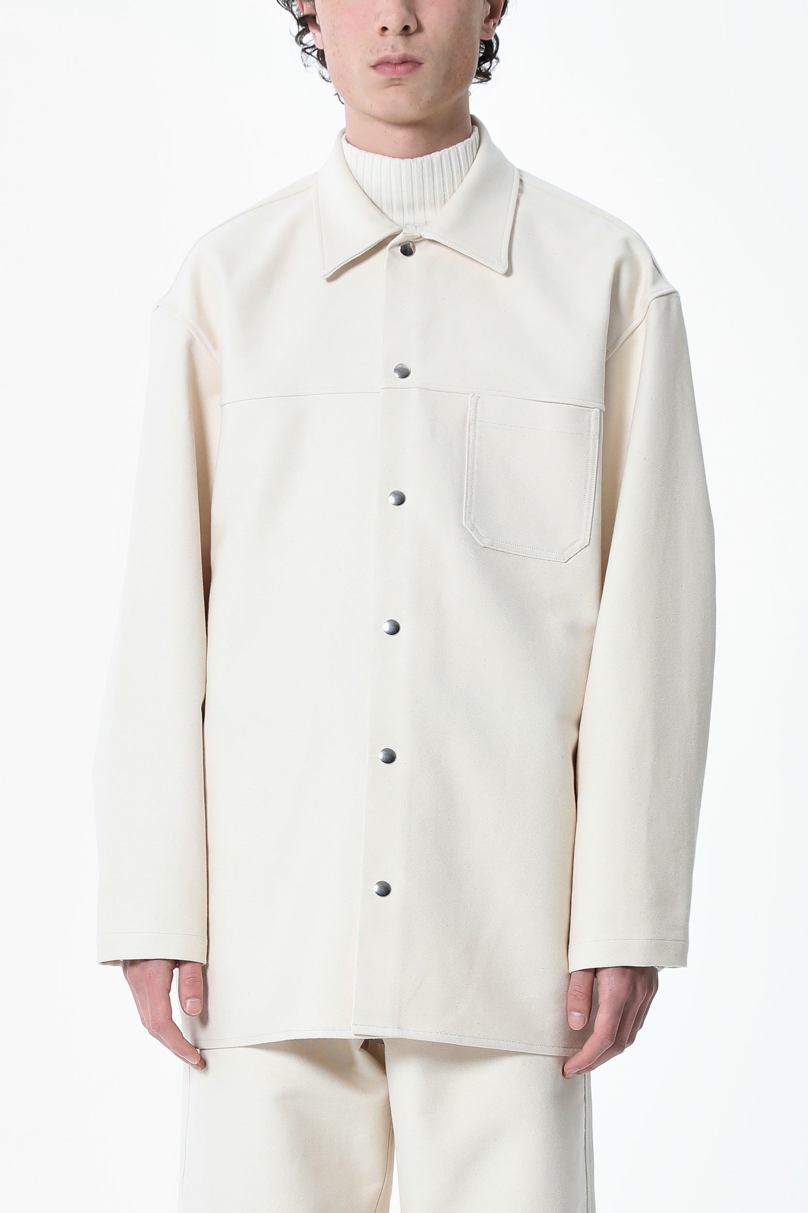 SNAP-FASTENING SCREEN-PRINTED OVERSHIRT