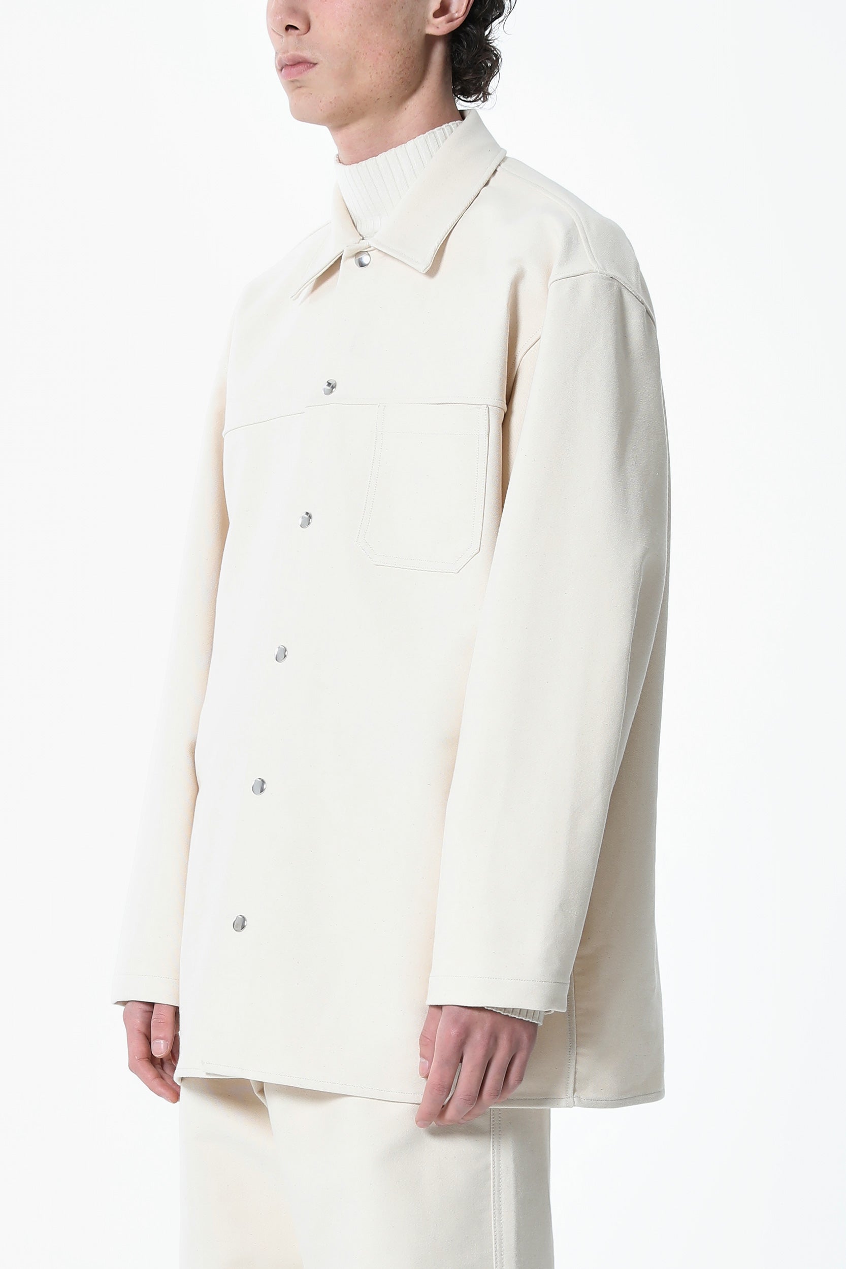 SNAP-FASTENING SCREEN-PRINTED OVERSHIRT