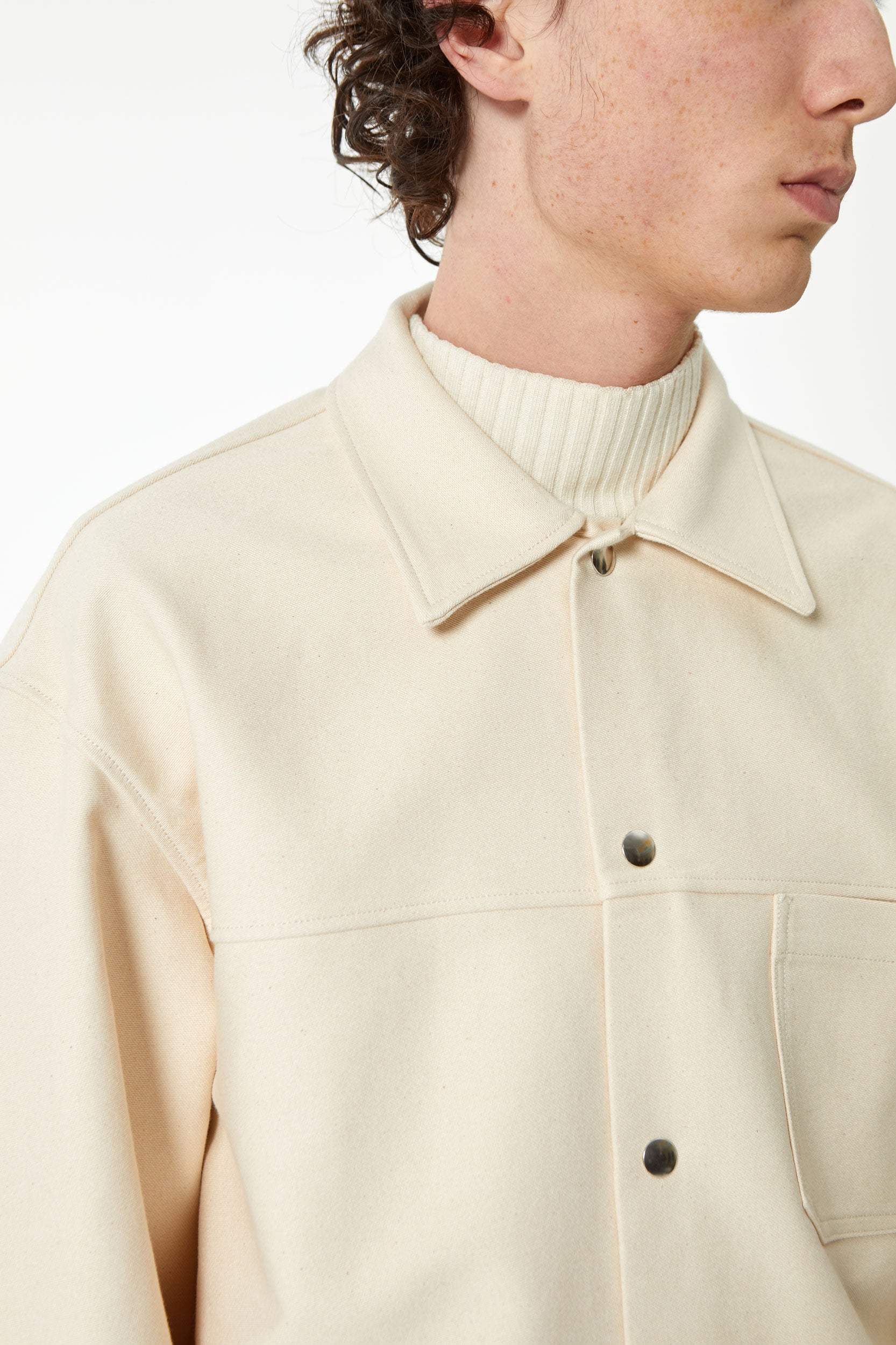 SNAP-FASTENING SCREEN-PRINTED OVERSHIRT
