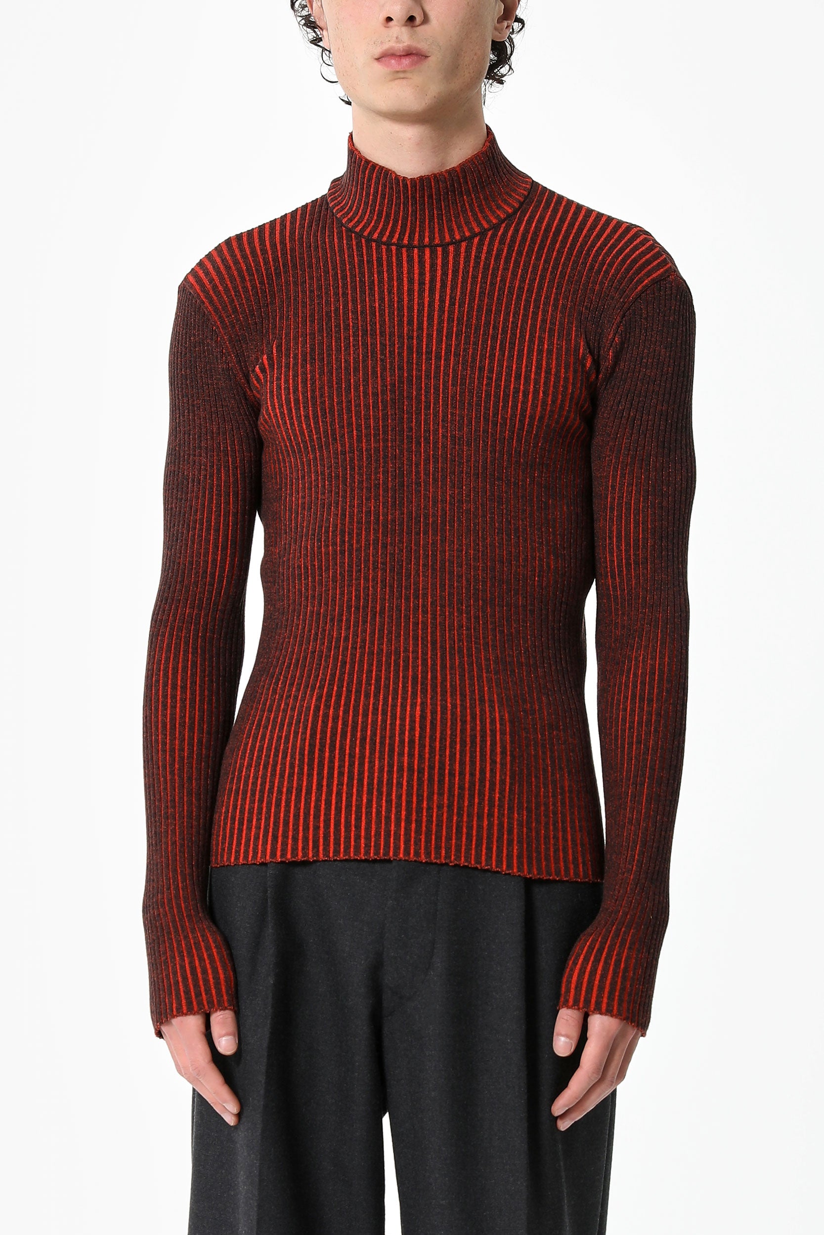 FUNNEL NECK CONTRASTED SWEATER la