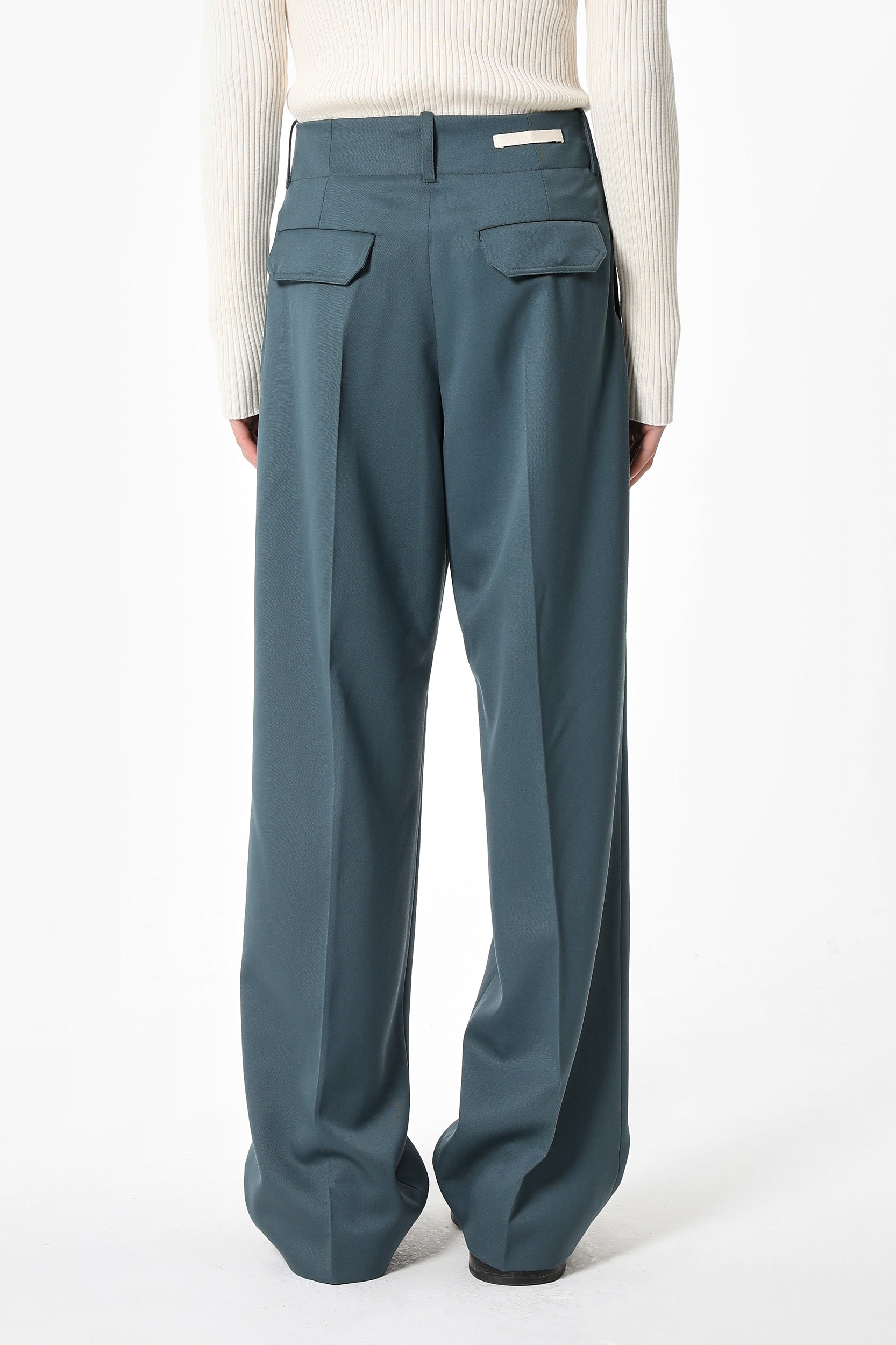 WIDE PLEATED WOOL TROUSERS