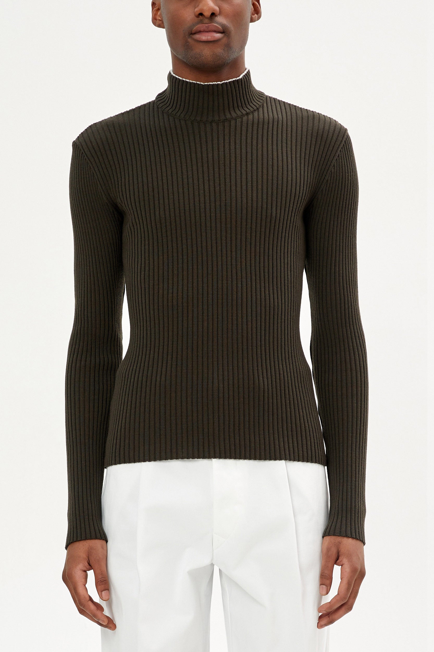 FUNNEL NECK MERINO WOOL SWEATER