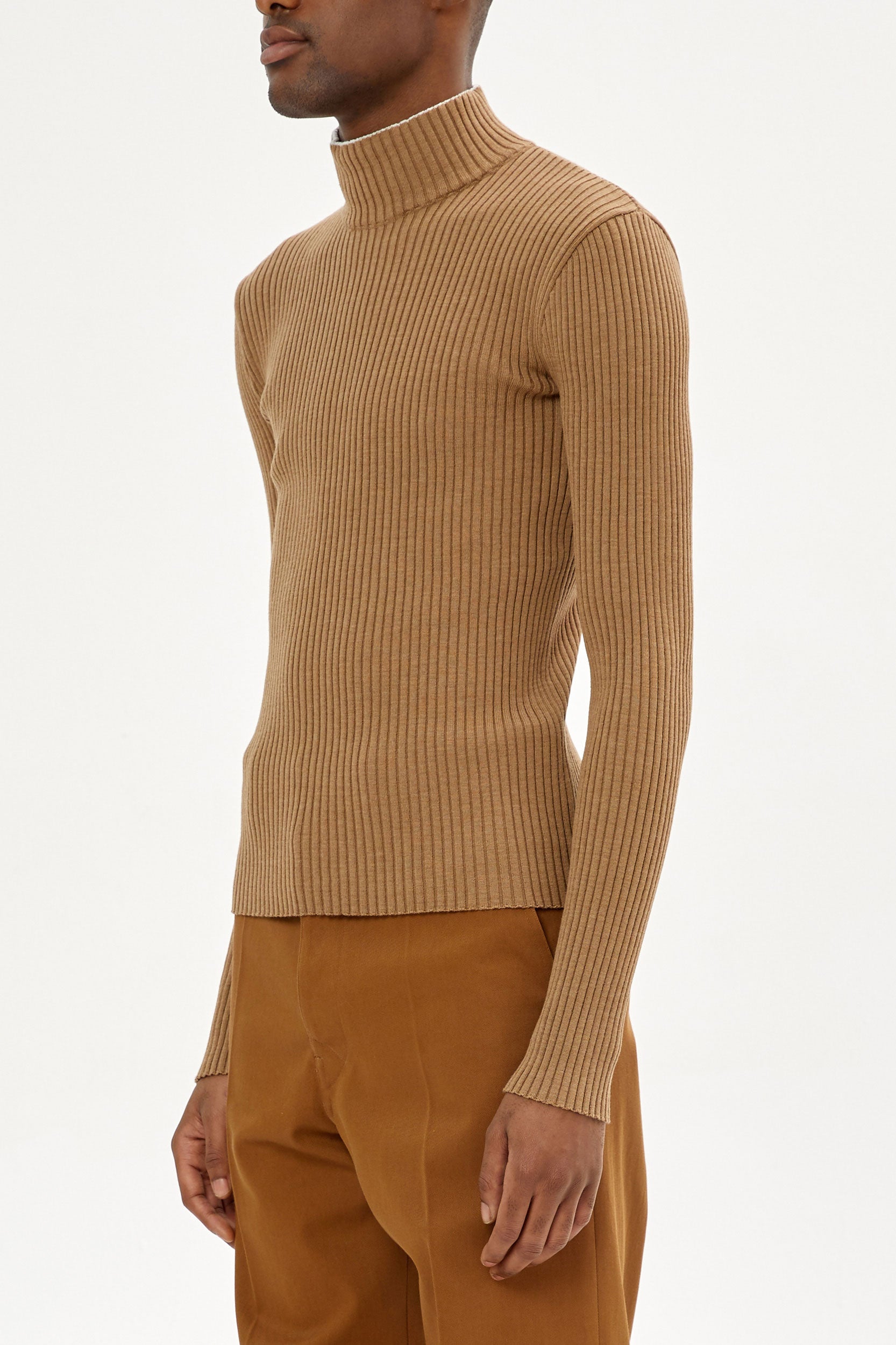 FUNNEL NECK MERINO WOOL SWEATER