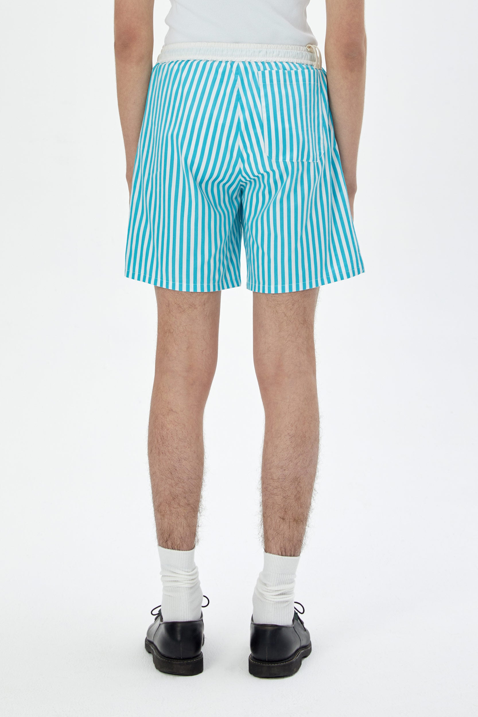 white and turquoise striped cotton shorts - UNIFORME 