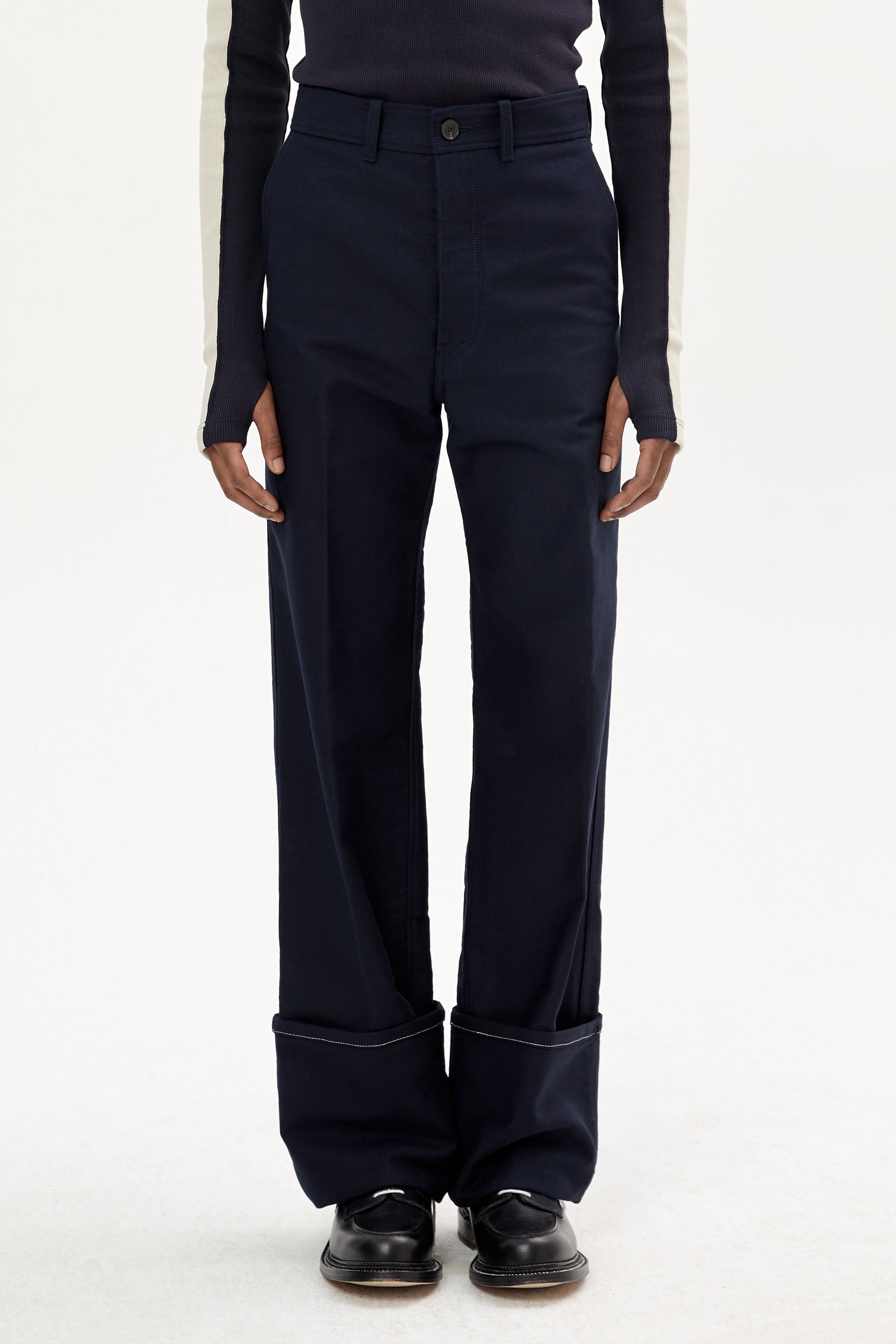 DEEP CUFFS WIDE CHINO TROUSERS