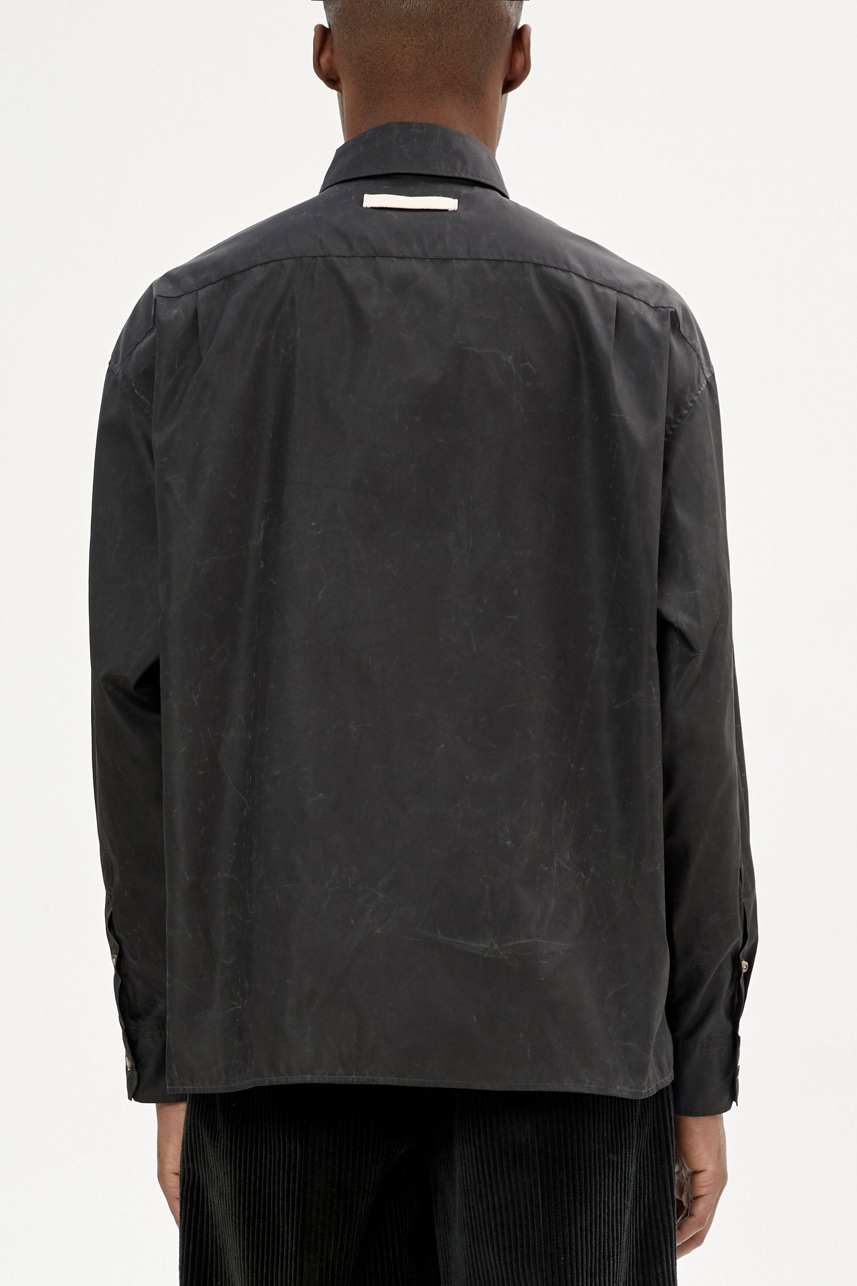 WAXED BOXY OVERSHIRT IN ECONYL