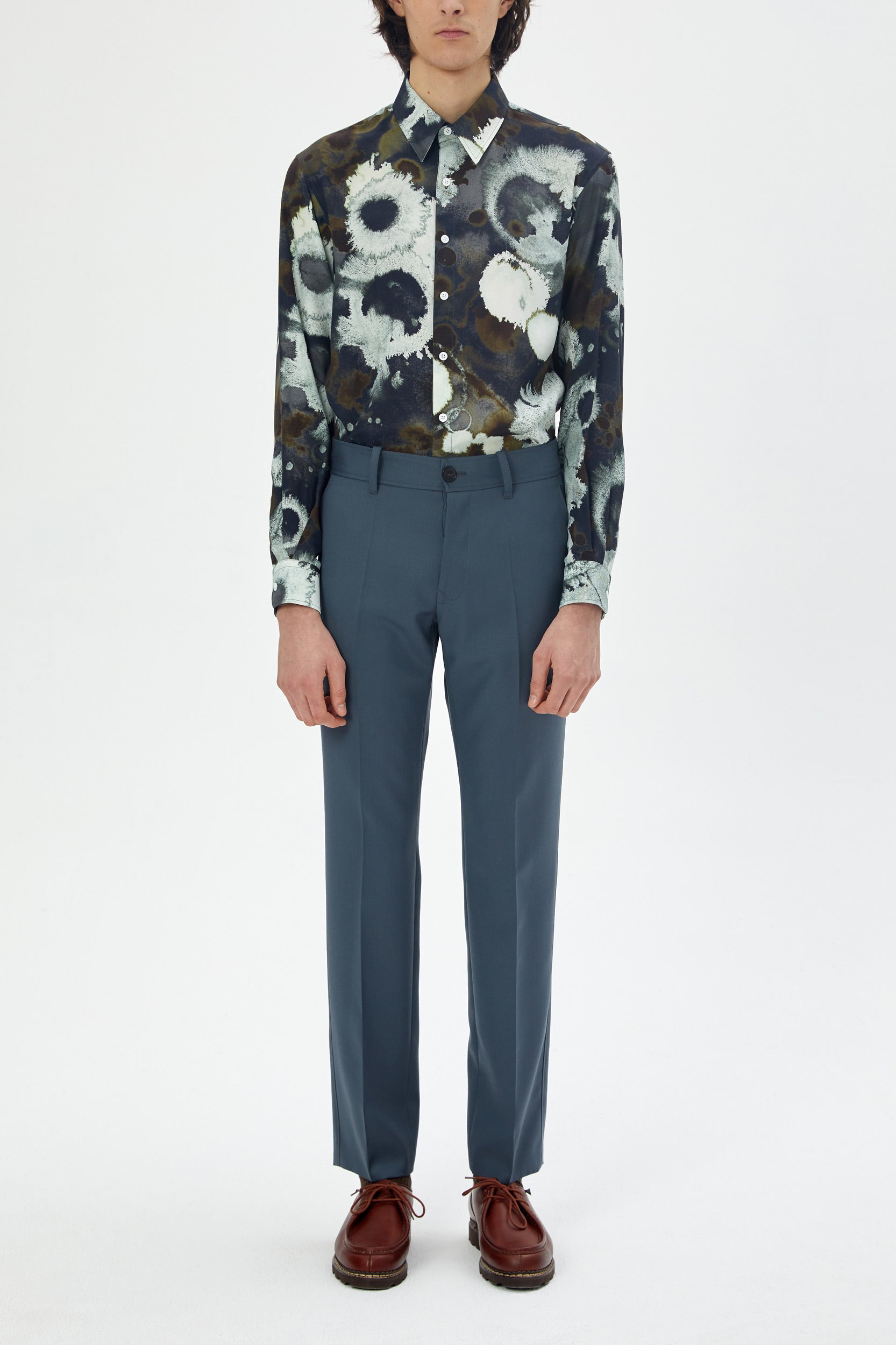 STRAIGHT-LEG GREY WOOL TROUSERS - UNIFORME