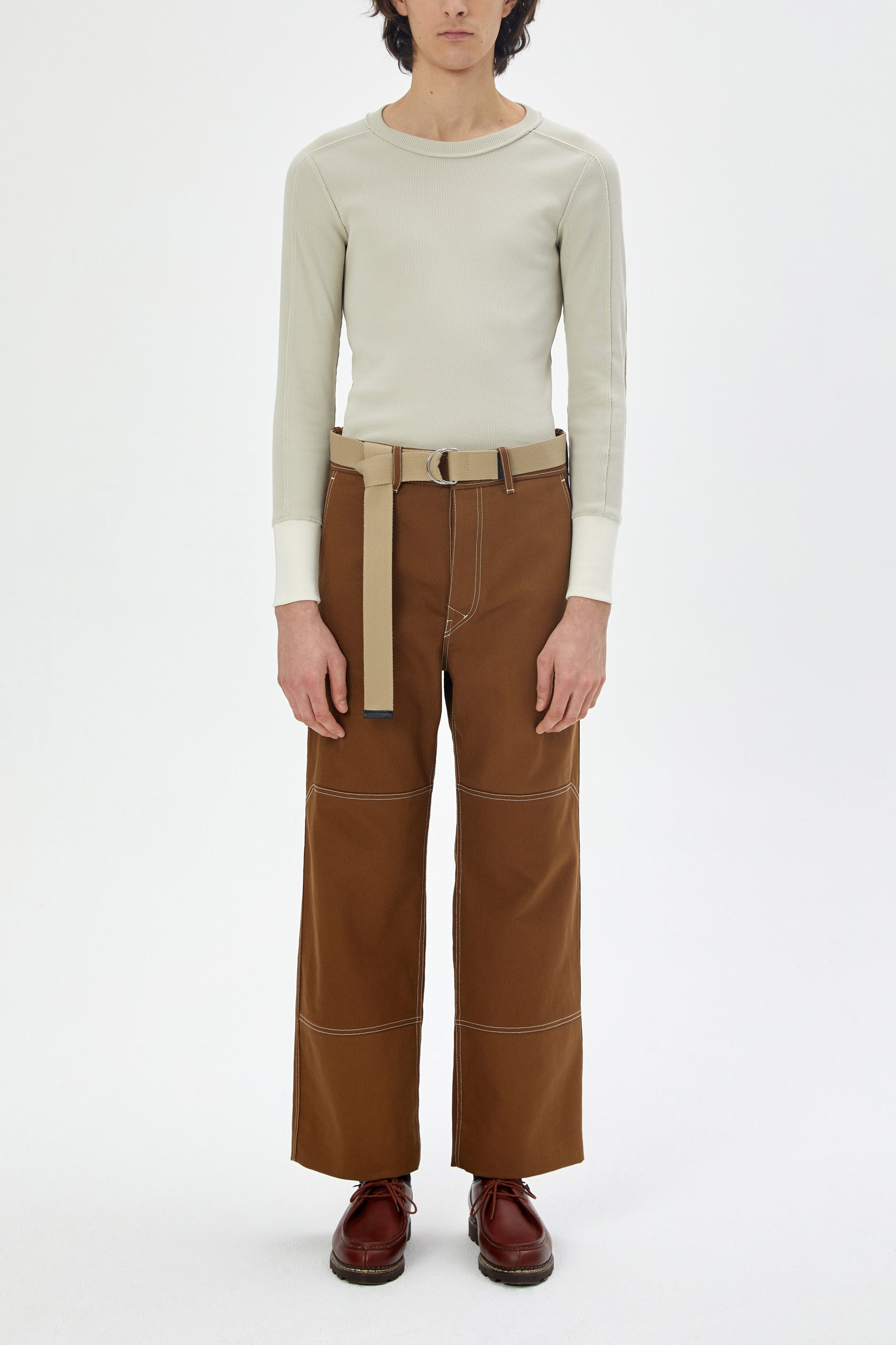 RIBBED BEIGE ORGANIC COTTON VEST - UNIFORME