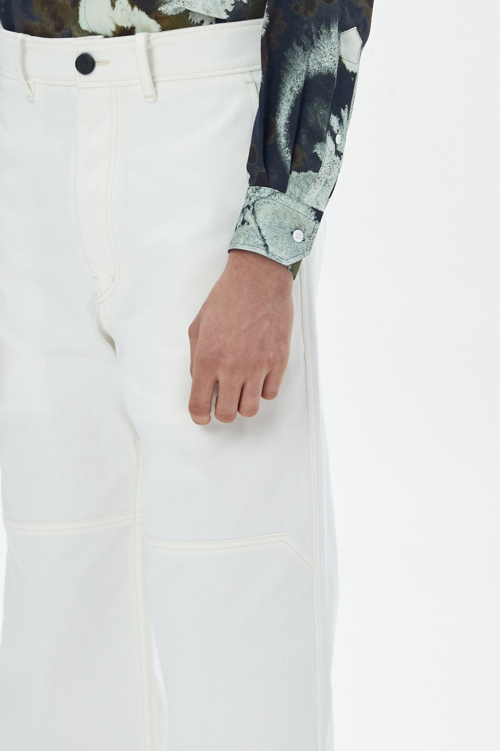 WORKWEAR WHITE DENIM TROUSERS - UNIFORME