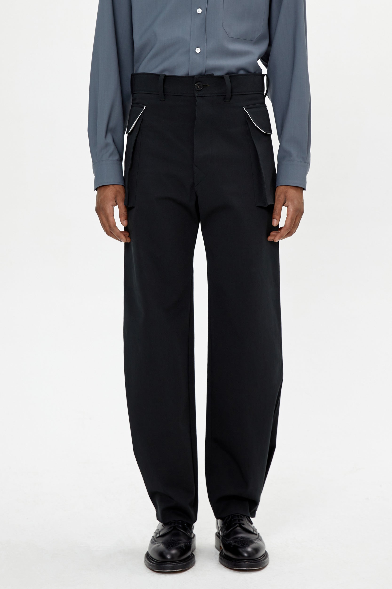 WIDE HBT DARK GREY COTTON PANTS - UNIFORME