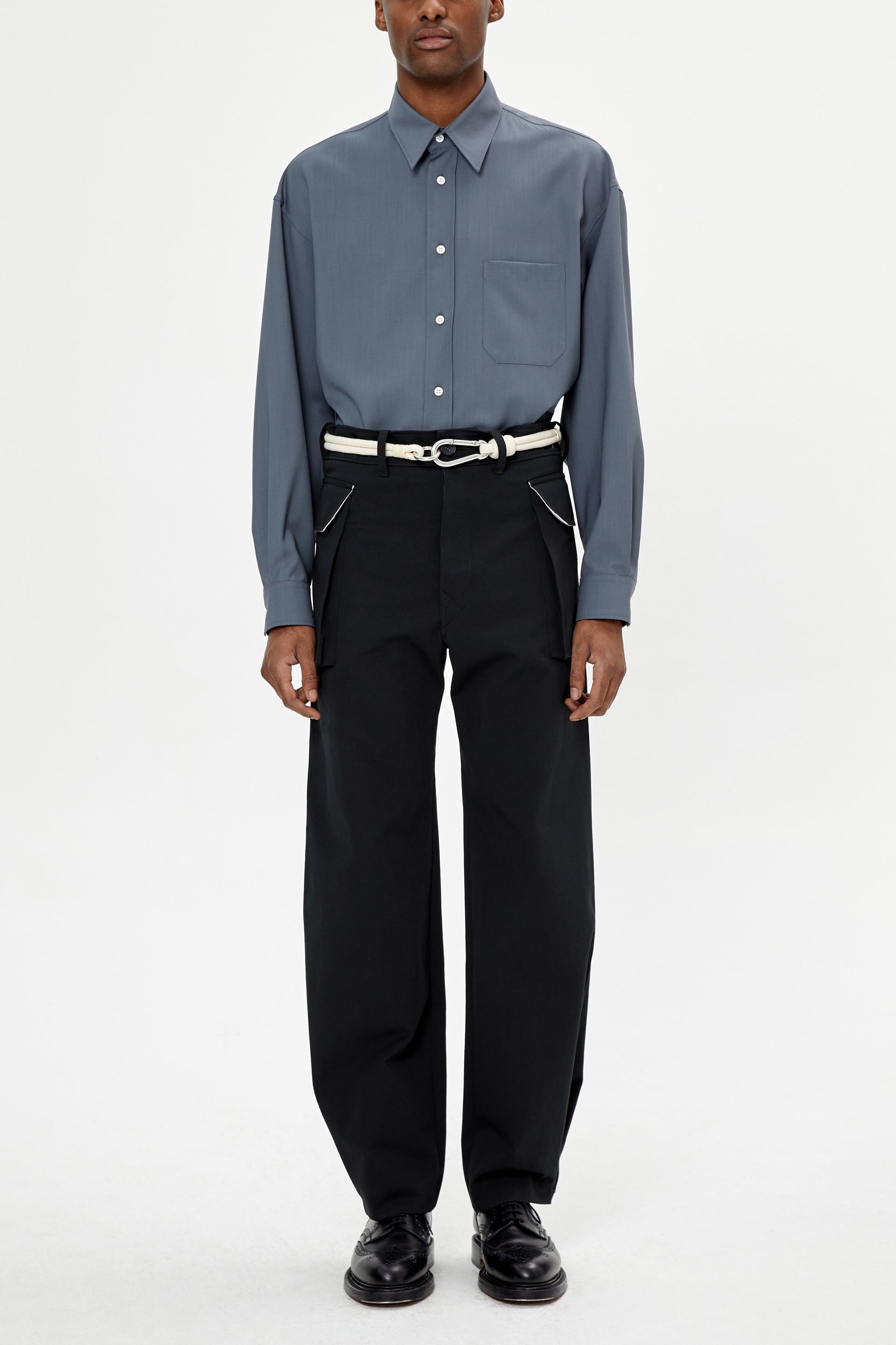 WIDE HBT DARK GREY COTTON PANTS - UNIFORME