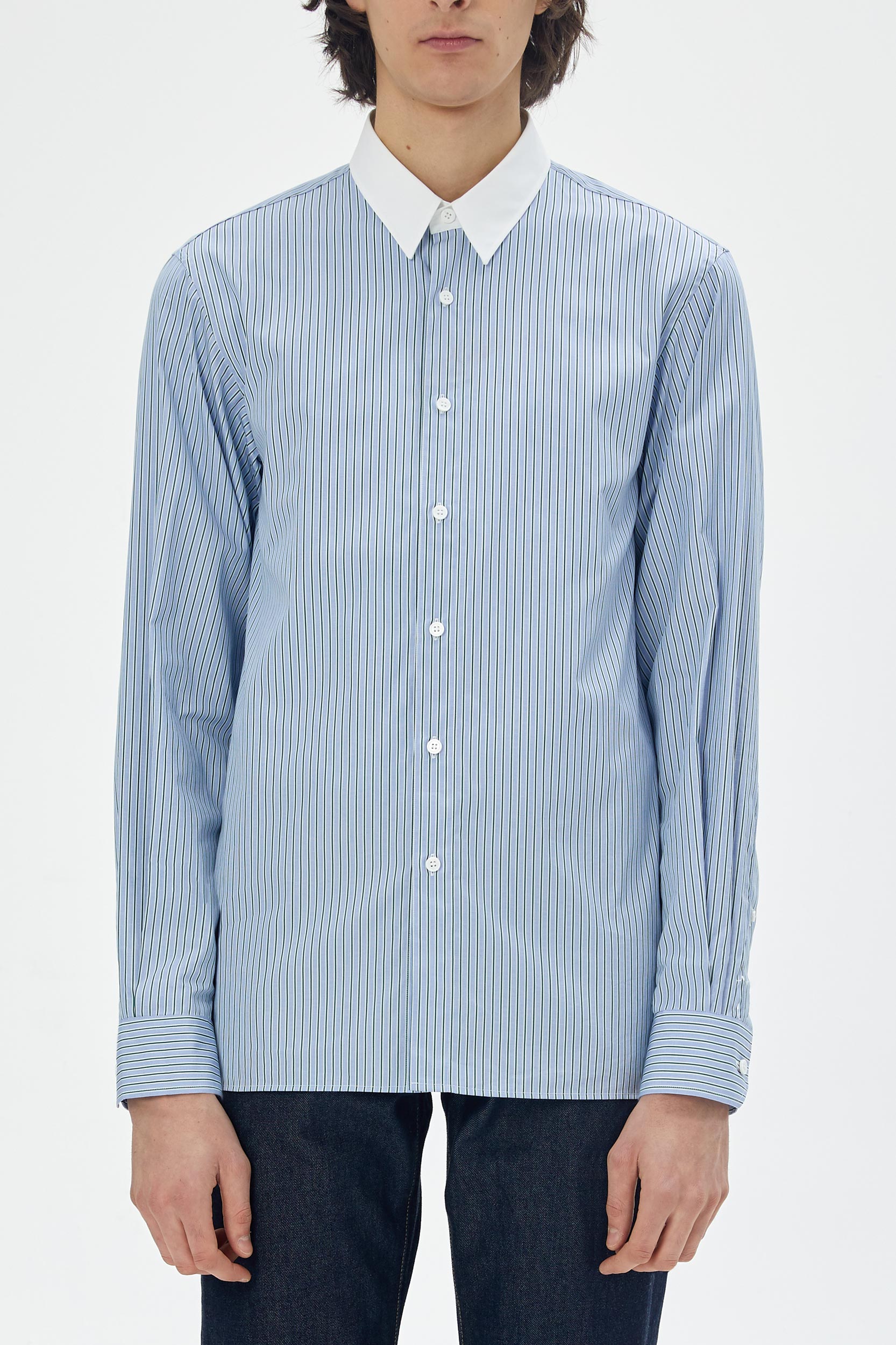 striped cotton regular shirt -UNIFORME