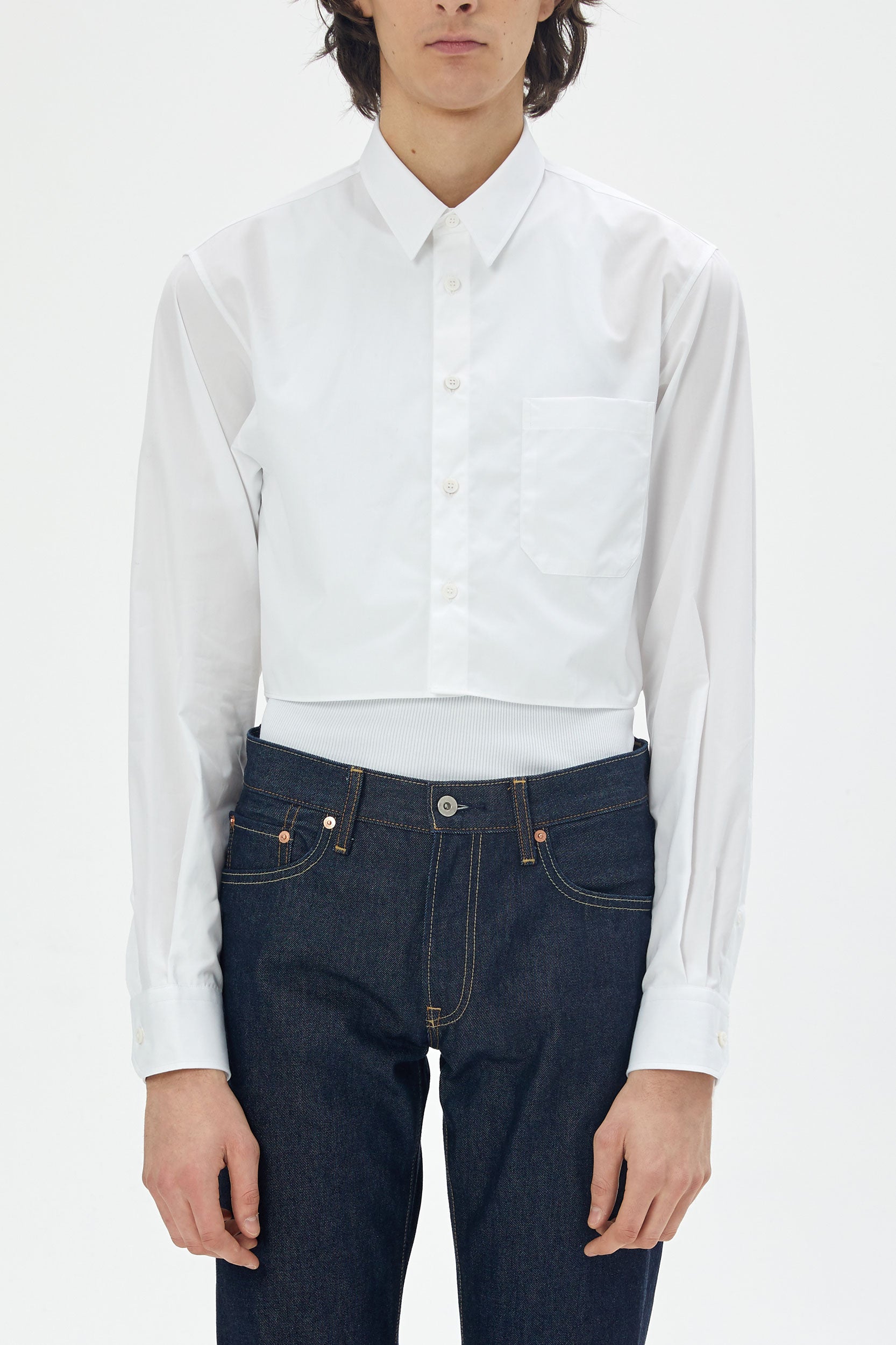 cropped shirt in white cotton poplin - UNIFORME