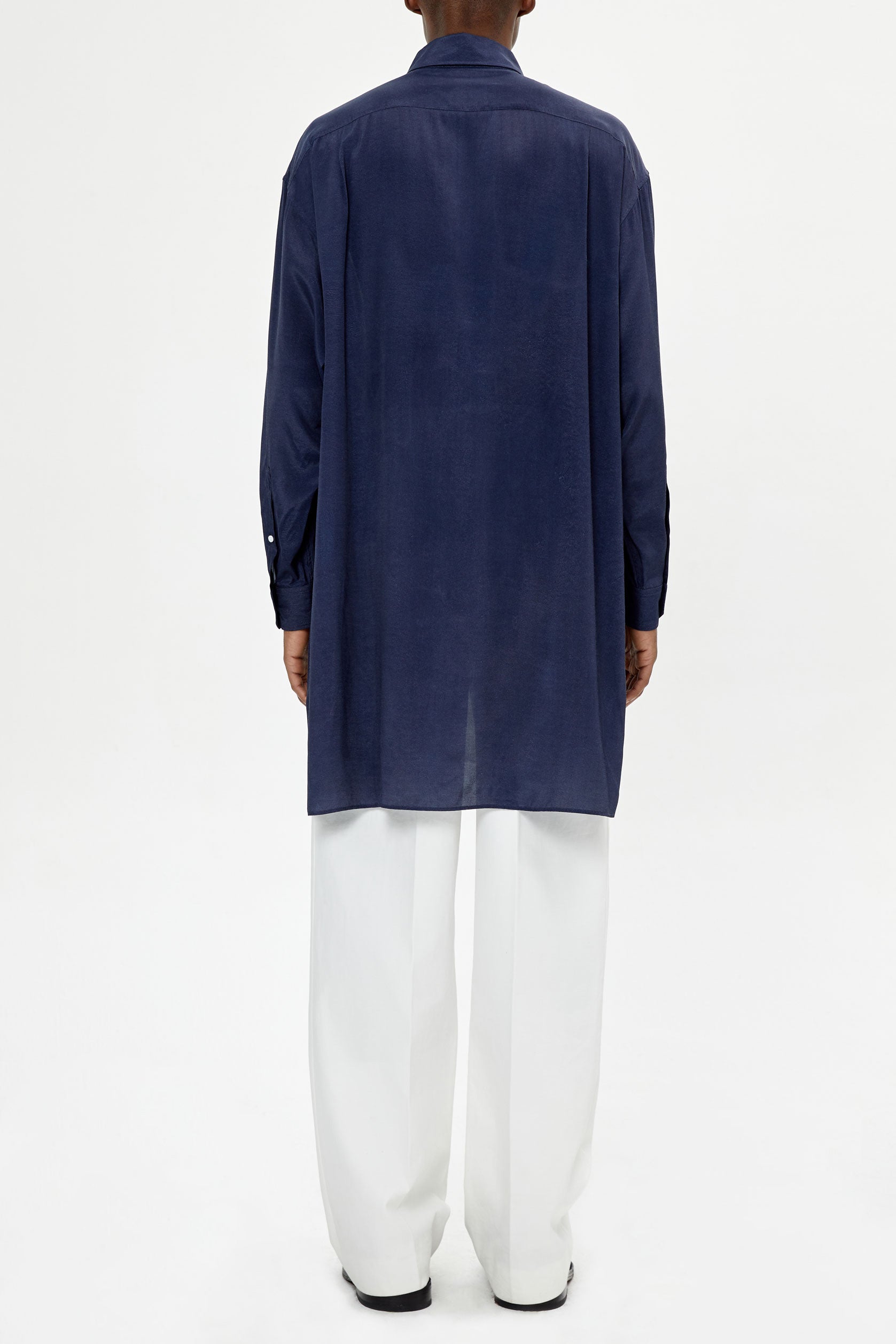 NAVY SAILOR PRINT OVERSIZED SHIRT - UNIFORME