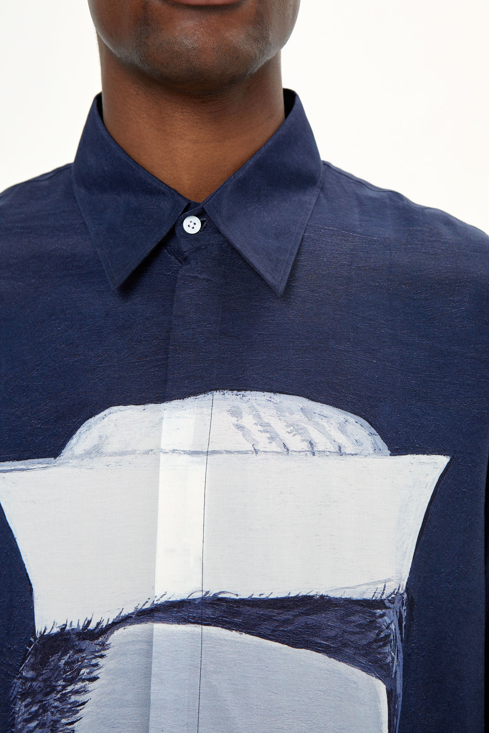 NAVY SAILOR PRINT OVERSIZED SHIRT - UNIFORME