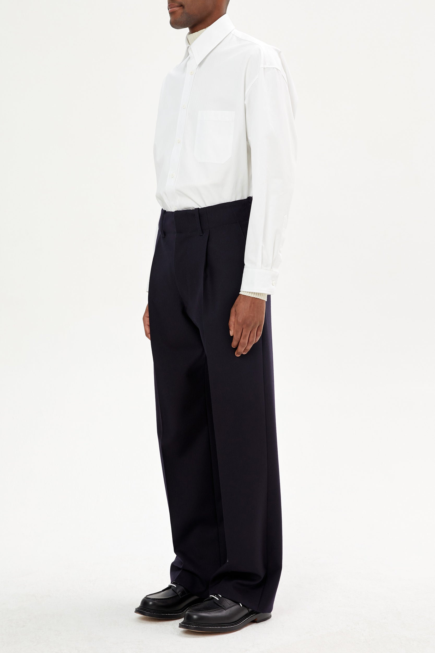 WIDE PLEATED WOOL TROUSERS